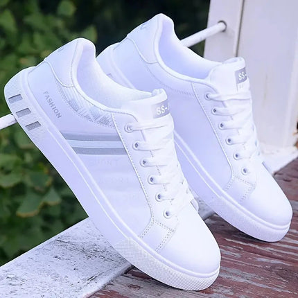 Striped design skate shoes, men's lace-up sports shoes, skate shoes, comfortable, simple and trendy, suitable for all seasons