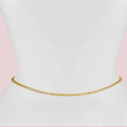 Gold Plated Waterproof Waist Chains for Women Stainless Steel Layered Cuban Pearl Satellite Beads Belly Belt Body Jewelry