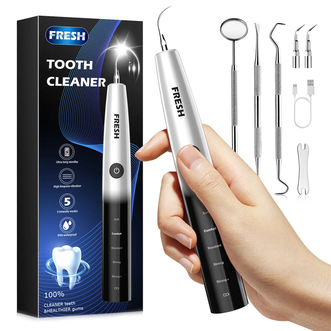 Ultrasonic Tooth Cleaner Electric Dental Scaler for Teeth Tartar Remover Calculus Plaque Cleaner 5 Modes IPX6 Oral Hygiene Kit