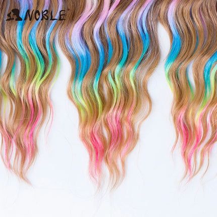 Noble Braiding Hair Extensions 24 Inch Synthetic Hair Water Wave Ombre Rainbow color Deep Wave Curl Twist Crochet Hair Extension
