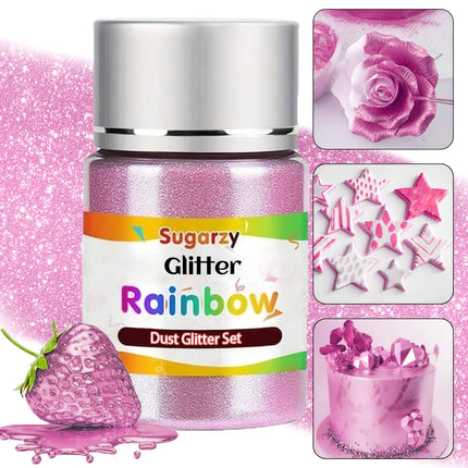 Rainbow Glitter,Iridescent Pink Sprinkles Cake Decorating Supplies,Cupcakes Cookies Drinks Easter Women's Mother's Decorations