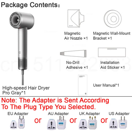 MIJIA High‑Speed Hair Dryer Pro,8 Airflow Modes,50 °C Constant Temp,110k RPM,70 m/s Air,200M Ions,CN Version With Adapter