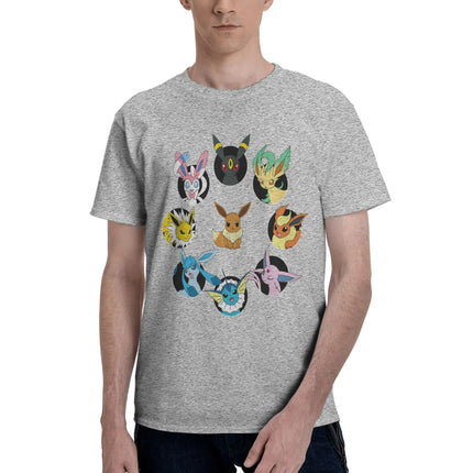 Bandai Pokemon   Eevee Evolution Circle Men's T-Shirt Clothes  Cool Tee Shirt Short Sleeve fugees 100% Cotton
