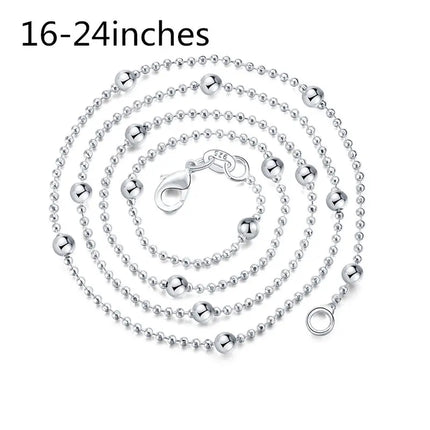 Charm 925 Sterling Silver 16-24 Inches Fine Sweater Bead Chain Women Necklace For Fashion Temperament Jewelry Party Wedding