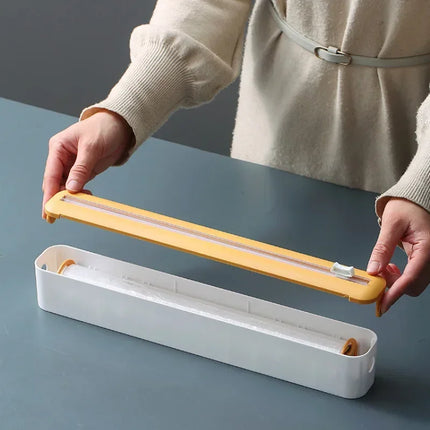 Plastic Wrap Dispensers Multi Purpose Cling Film Dispenser with Cutter Refillable Kitchen Storage Organization