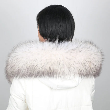 100% Real Fur Collar Luxury Warm Natural Raccoon Fur Scarf Women Genuine Fur Collar Scarves Large Fur Shawl Male Jacket Coat