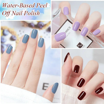 KUDAN 6Pcs Water-Based Nail Polish Set 10ml Nude Red Pink Peel-Off Air-Dry Nail Art Polish Kit Manicure No Need Lamp