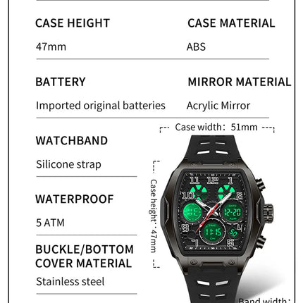 Men Dual Display Watches For Male Clock 2025 Top Brand Luxury Military Silicone Band Men Wrist Watches Sports Digital Wristwatch