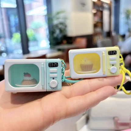 LED Appliance Charm Simulation Microwave Keychain  - Cute Mini Light-Up Kitchen Toy Funny Gift for Food Lovers
