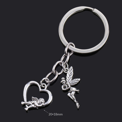 Fashion Animal Women Keychain Car Moon Cat Dog Love Heart Key Chain Friends Gift Jewelry Bag Pendant Wing Evil Eye Angel Turtles