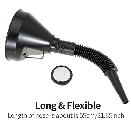1 Pc Multi Functional Flexible Automotive Fuel Funnel: Spill-Proof Refueling & Oil Changing Tool with Wide Mouth & Handle