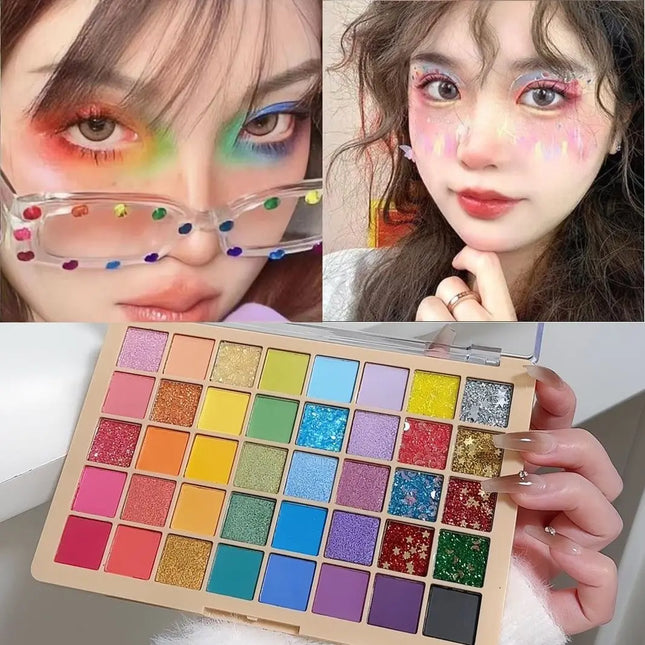 40 Colors Eyeshadow Set Matte and Pearlescent for Music Festival Performance Stage Green Blue Pink Perfect as Mother's Day Gift