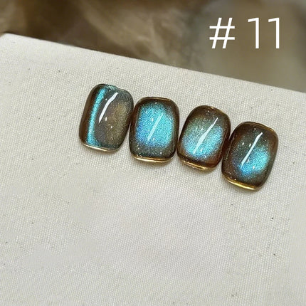 MN 10ml 1-12pcs 2025 Autumn Blue Brown Cat Eye Gel Nail Polish Popular Flash Chocolate Glass Beads Nails Black Nails Christmas