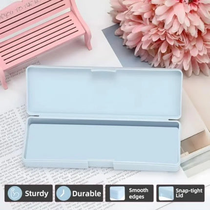 Pencil Box, 4 Pack Hard Pencil Case with Snap-Tight Lid, Stackable Plastic Crayon Box for Marker, Large Capacity School Office