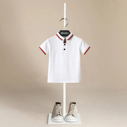 Brother Sister Clothes 2024 Summer New White Cotton Girl's Dress or Boy's Polo Shirt Short Sleeve TopPiece Suit