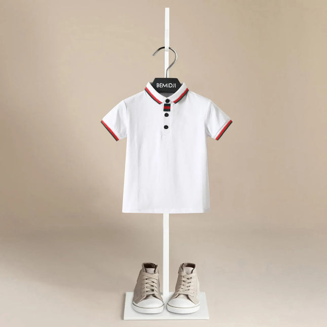 Brother Sister Clothes 2024 Summer New White Cotton Girl's Dress or Boy's Polo Shirt Short Sleeve TopPiece Suit