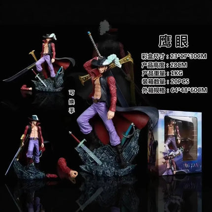 Lx One Piece Dracule Mihawk Shichibukai Swordsman Interchangeable Hands Anime Figure Collectible Model Desktop Decoration