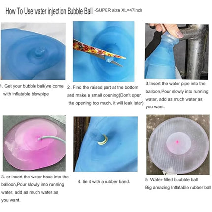 Unbreakable water filled balloon, bubble, round ball, soft rubber large balloon, summer outdoor toy interaction