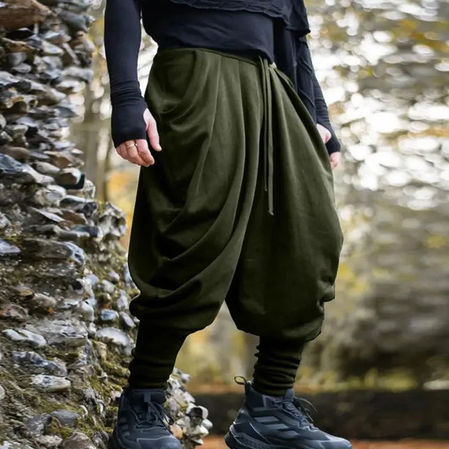 Spring Men High Street Drooping Harlen Pants Casual Solid Color Oversized Drawstring Joggers Outdoor Climbing Legging Trousers