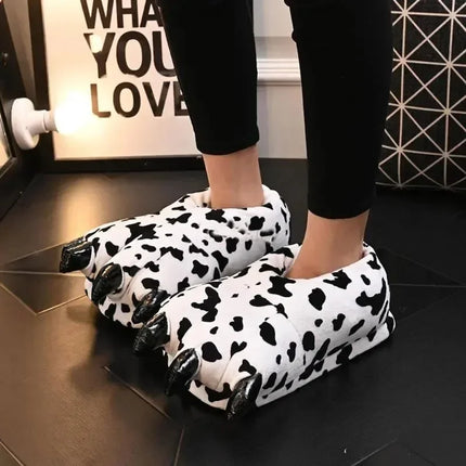 Winter Soft Warm Monster Dinosaur Paw Funny Slippers for Men Women Kids Parent-child Home House Slipper Shoes Room Cotton Shoes