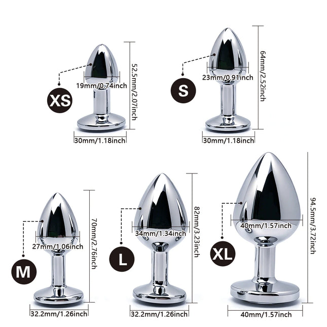 5 Size Black butt plug Metal anal plug Jewelry base beginner to expert G-point massage dildos adult women toys adult men toys