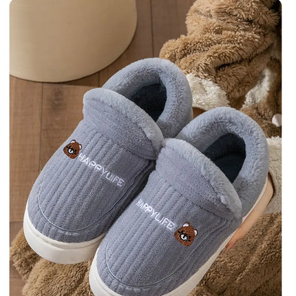 Cotton slippers for women in winter 2023, new couple's indoor home insulation, anti slip plush bag, cotton shoes for women, plus