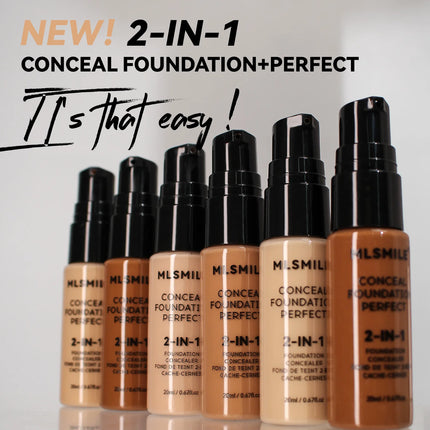 MLSMILE 6-Color Powder Foundation Long-Lasting Waterproof Moisturizing Sweat Resistant Oil-Control Concealer Easy to Open CO:02