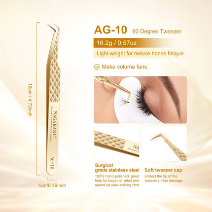 NAGARAKU Precision Fiber Tip Tweezer for Eyelash Extensions Professional Eyelash Tweezers Antistatic Straight
