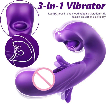 Clitoral Vibrator Licking Sucking Telescopic Rotating Vibrators Silicone Dildo G-Spot Tongue Licking Flapping Sex Toys for Woman