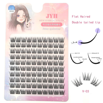 DIY Clusters Natural 10-16mm C/D Curl Individual Soft Tips Light Split Double Tips Segmented Eyelash Extension Dovetail Lashes