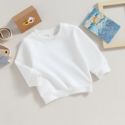 Toddler Baby Boys Girls Fall Sweatshirts Solid Color Long Sleeve Crewneck Pullover Tops Casual Unisex Kids Plain Sweatshirt 0-3Y
