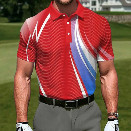 Men's Geometric Golf Sports Polo Shirts Short Sleeve Polo Shirts Collared Shirts Casual Athleisure Buttons Summer Polo Shirt