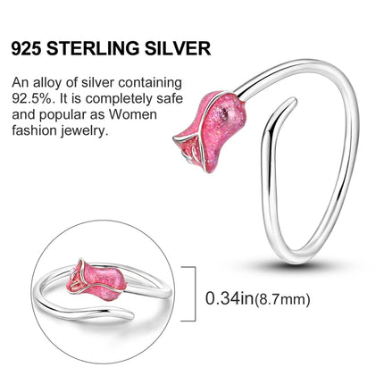 Adjustable Rings 925 Sterling Silver Mermaid Wing Dragon Sunflower Tulip Open Rings For Women Female Original Engagement Jewelry