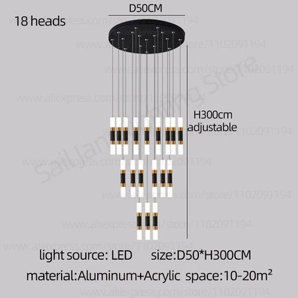 Interior Lighting Nordic Chandelier Home Decoration Living Room Pendant Modern Lustre Hall Lighting LED Staircase Long Pendant