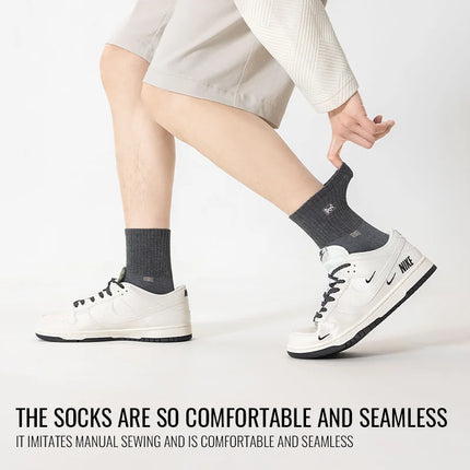 MiiOW 100% Pure Cotton Socks Men Business Dress Long Sock Black White Breathable Sport Sock Antibacterial Anti Odor Crew Socks