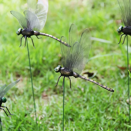 Dragonfly Insert Card4-12pcsOutdoor Garden Lawn Decoration Statue Sculpture with Stake for Halloween and Thanksgiving