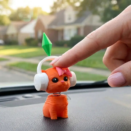 The Sims Cat Dancing Cat Car Ornament Creative Cute Kitten Mini Earphone Cat Model Home Desktop Decor  Automotive Interior Gift