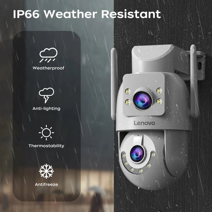 Lenovo 4K PTZ IP Camera Outdoor HD Dual Lens Dual Screen AI Auto Tracking 5G Wifi IP Camera CCTV Audio Video Surveillance
