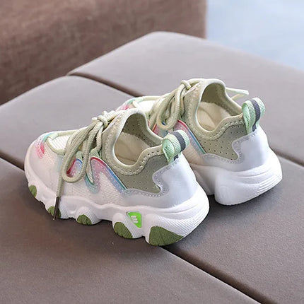 2022 Breathable Toddler Boy Sneakers Stretch Fabric Fashionable Baby Running Shoes Pink School Girl Sports Shoes Sneakers