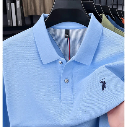 High-end brand 100% cotton long sleeve polo shirt, fashion luxury, pony embroidery, business casual comfort, new Paul men's T-shirt