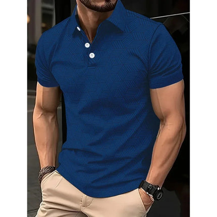 Men's summer polo shirt, black and white, polka dots, short sleeve, collar, casual, top, men's outdoor street polo shirt