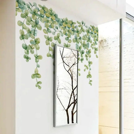 Home Decoration Gift Green Plant Vine Wall Stickers Eucalyptus Leaves Decal Self-adhesive Mural Art Bedroom Ornament