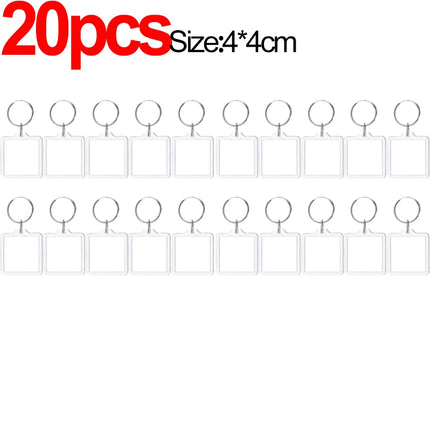 1/20Pcs Blank Acrylic Picture Keychain DIY Clear Insert Photo Split Key Ring Frame Key Chains Couple Anniversary Graduation Gift