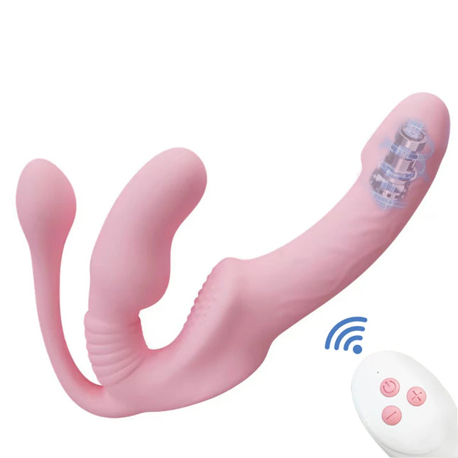 Strapless Strap-on Dildo Vibrator Anal Plug for Couples Lesbian Wireless Remote Control G Spot Double-Heads Vibrator Sex Toys