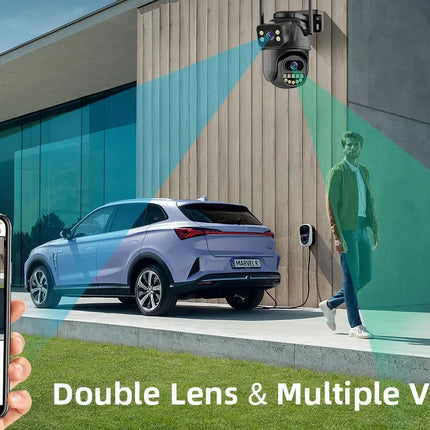 4K 8MP WiFi Surveillance Camera, Dual Lens, 4X Digital Zoom, AI Human Detect, ONVIF, Outdoor Security PTZ IP Cameras