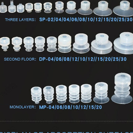 JXD SPL-S02/04 SP-S04/06/08/10/12/15/20/25/30 Mini White Silicone Pneumatic Vacuum Suction Cup