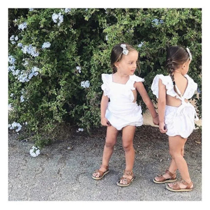 0-24months Baby Girl Sleeveless Bodysuit Ruffle Solid Pink White Yellow Green Summer Romper For Toddler Girls