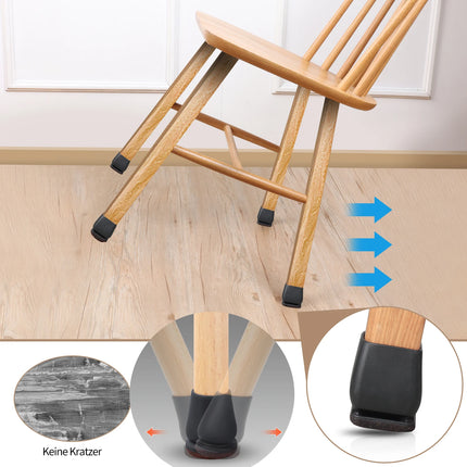 8PCS Chair Leg Floor Protectors 15° Diagonal Thick TPE Pads Silicone Felt Foot Covers for Hardwood Furniture Table Feet