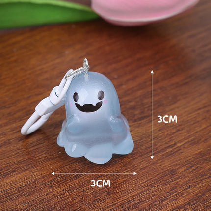 Ghost Keychain Luminous Keyring Halloween Key Holder Glow in The Dark Pendant Cartoon Resin Charm for Backpack Earphone Car Keys