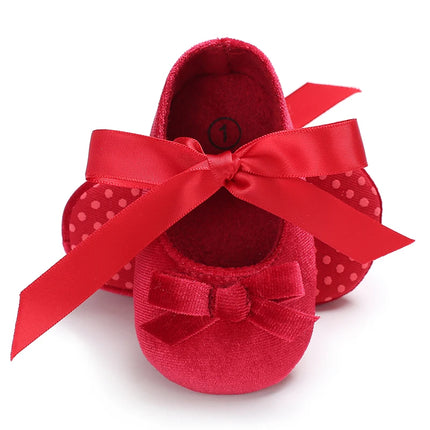 Red Fluffy Comfortable Princess Shoes 0-12 Months Baby Girl Indoor Walking Party Christmas Single Shoes